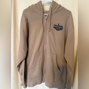 Independent Trading Co Full Zip Hoodie, Men’s XL Tan“Bike Rack Brewing Co” Logo